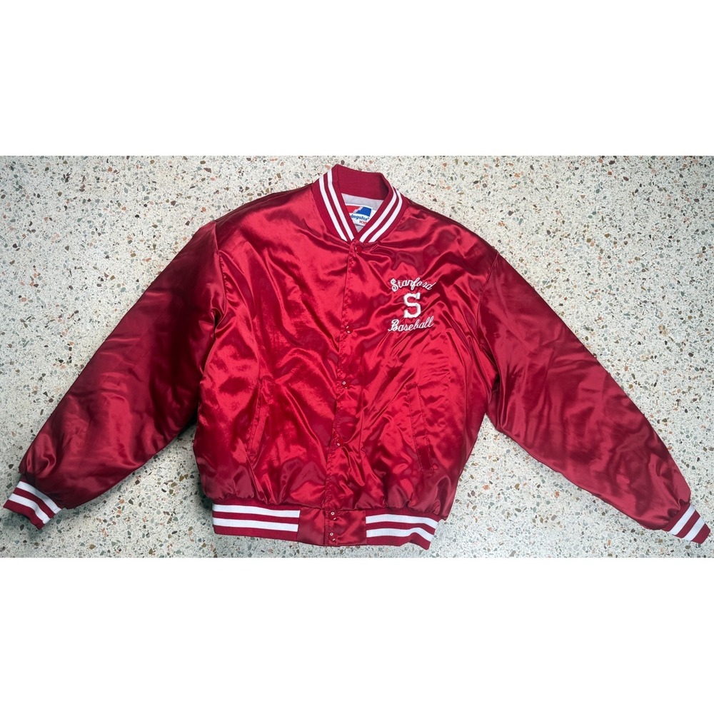 Swingster Vtg Rare NCAA Stanford Cardinals Baseball Satin Bomber Jacket Size XXL